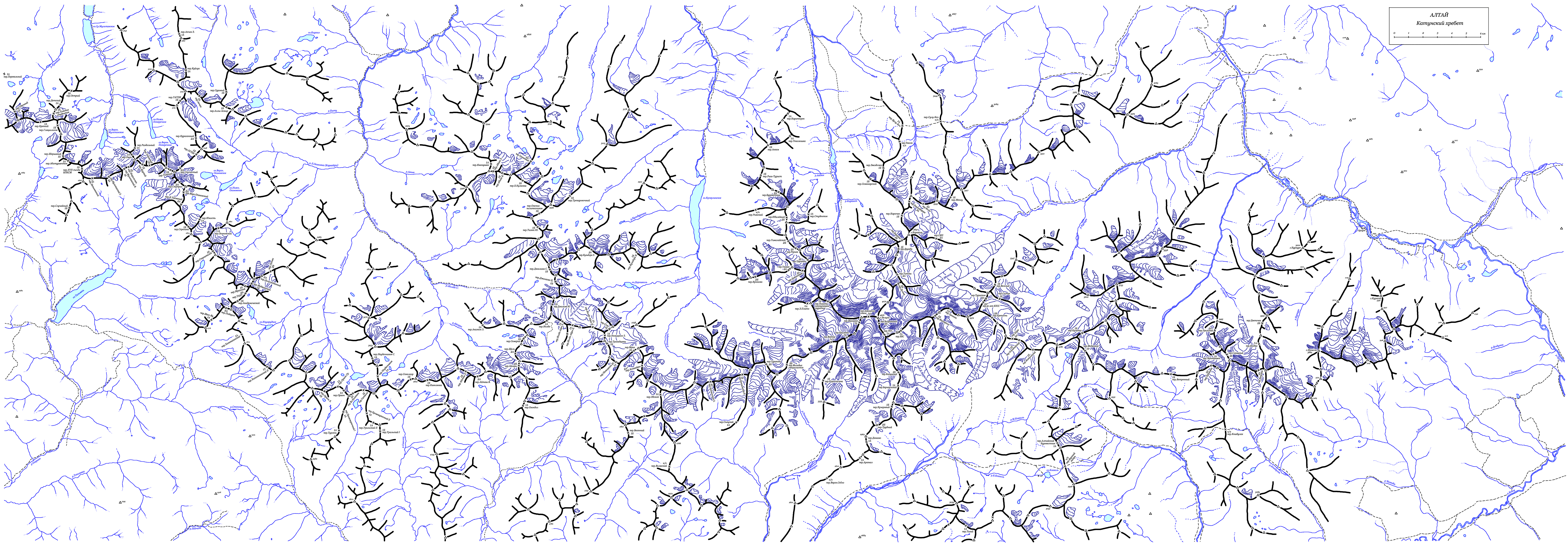 Катунский хребет. Карта